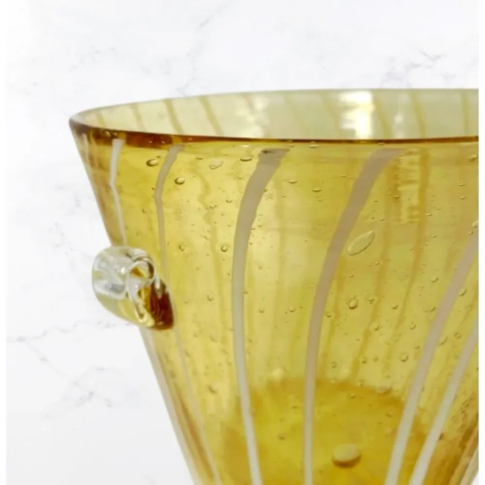 Vintage Venini for Disaronno Murano Hand-Blown Amber Glass Striped Ice Bucket